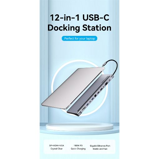 Εικόνα της Docking Station Vention USB-C 12-Port Gray THSHC
