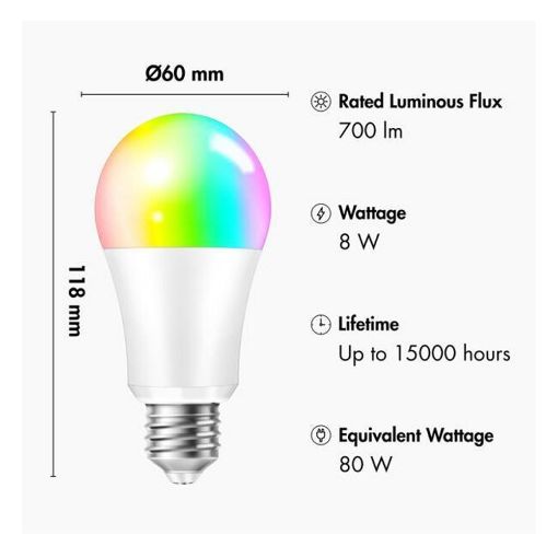 Εικόνα της Logilink Smart LED E27 Bulb Wi-Fi 700lm RGB 3000–6500K 8W White SH0121