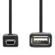 Εικόνα της Καλώδιο Nedis mini USB to USB-A M/F 0.2m Black CCGB60315BK02