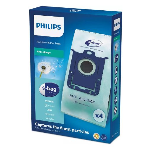 Εικόνα της Σακούλες Σκούπας Philips S-Bag Anti-Allergy 4τμχ FC8022/04