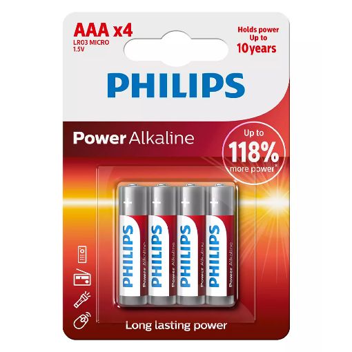 Εικόνα της Αλκαλικές Μπαταρίες Philips Power AAA 1.5V LR03 Micro 4τμχ LR03P4B/10