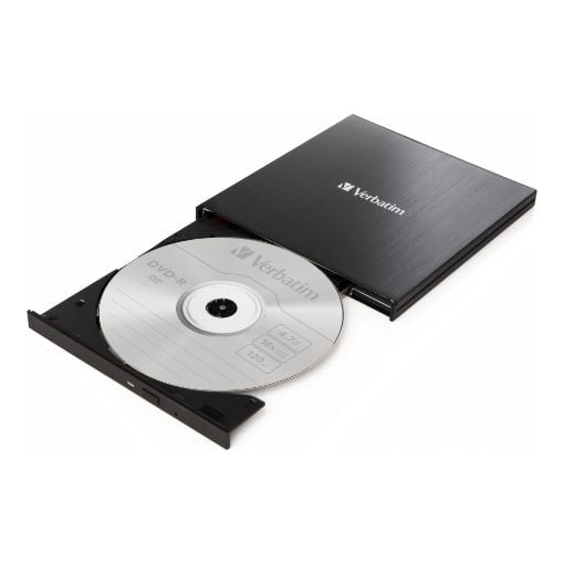 Εικόνα της External CD-DVD Writer Verbatim Slimline with USB-C Black 43886