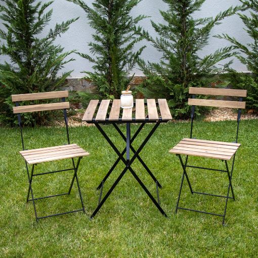 Εικόνα της Σετ Κήπου Βεράντας Progarden με Τραπέζι και 2 Καρέκλες Μαύρο VN3000010