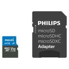 Εικόνα της Κάρτα Μνήμης MicroSDXC Philips Ultra Pro 64GB Class 10 UHS-I U3 V30 + Adapter MicroSD FM64MP65B/00